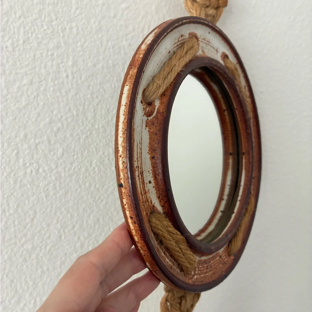 Vintage Studio Pottery Boho Mirror Wall Hanging